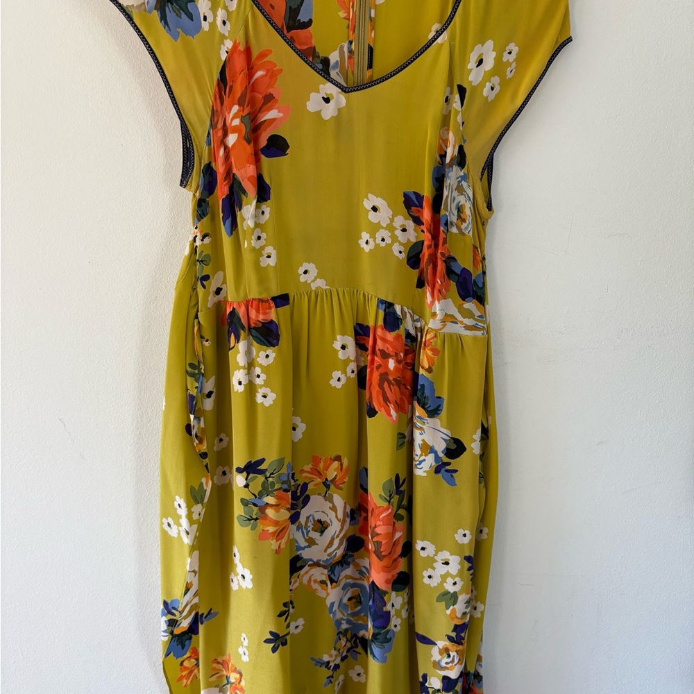 Floral V-Neck Dress in Yellow and Orange